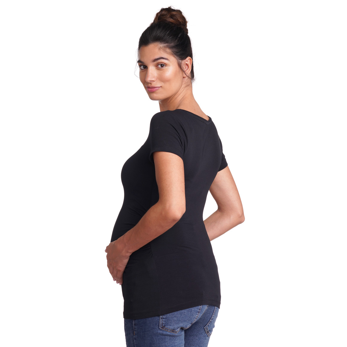 Gina Mama 2 Umstands-T-Shirts mit Raffung schwarz / weiss