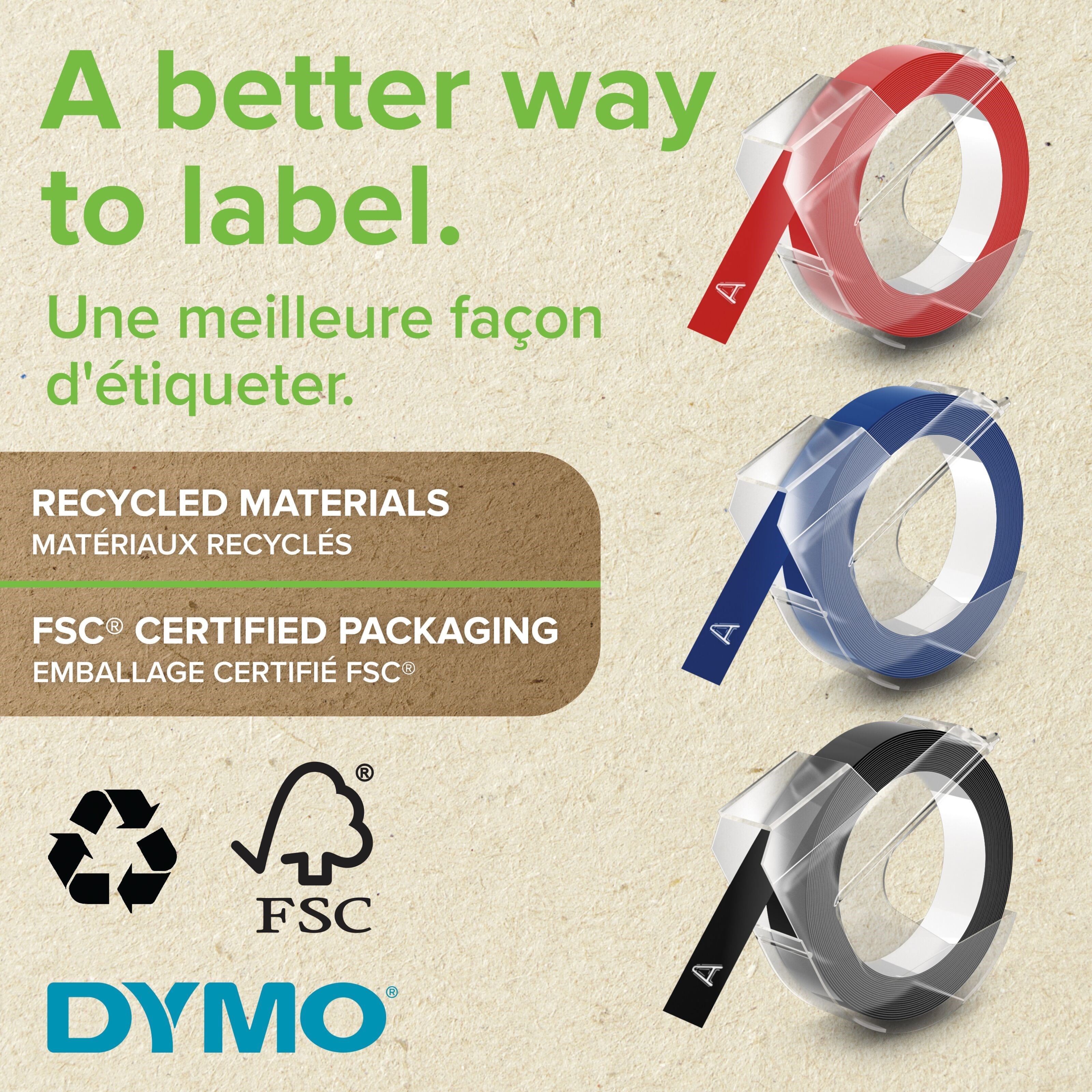 Dymo Merketeip for Omega, 3-pk.