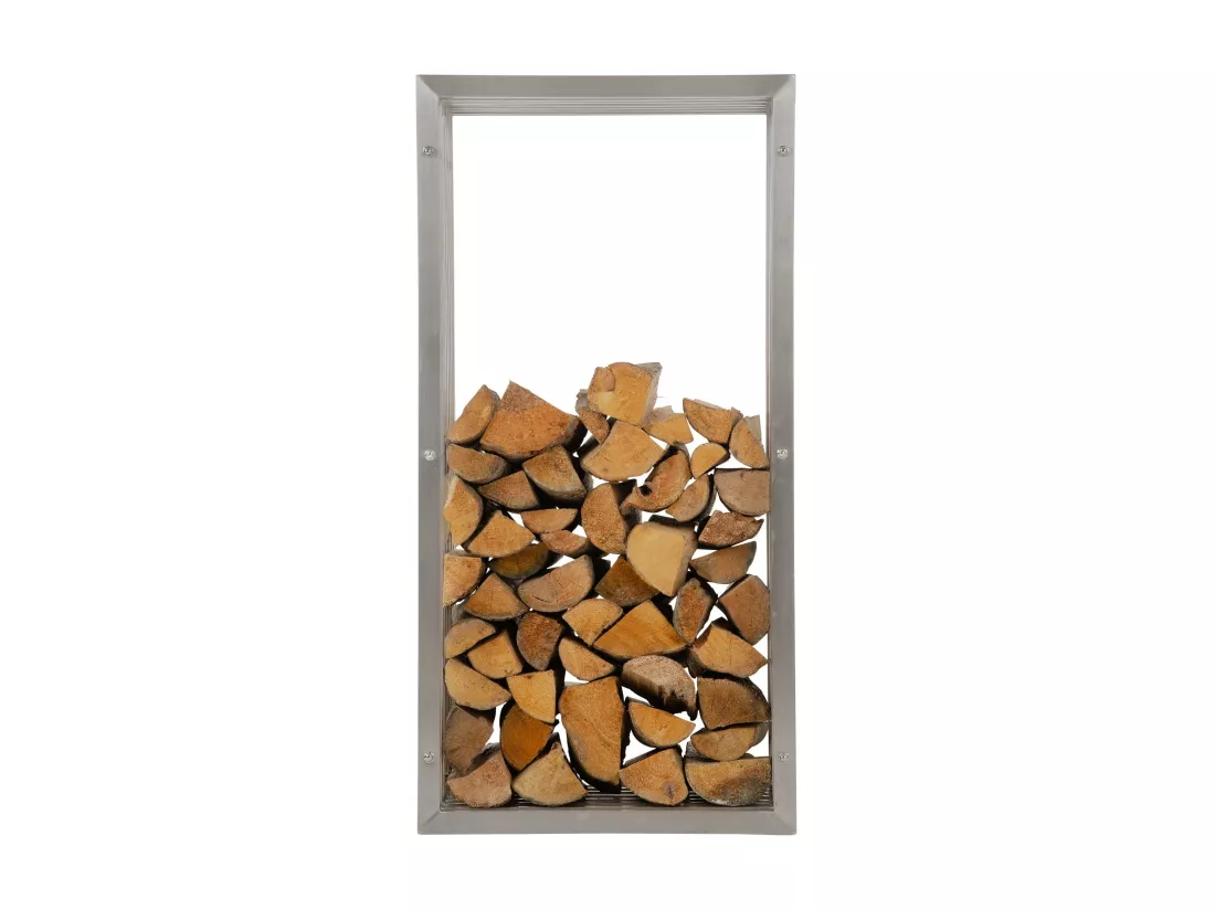 Etagère bois de cheminée - Métal - 50 x 40 x 100cm - Acier inoxydable - Irving