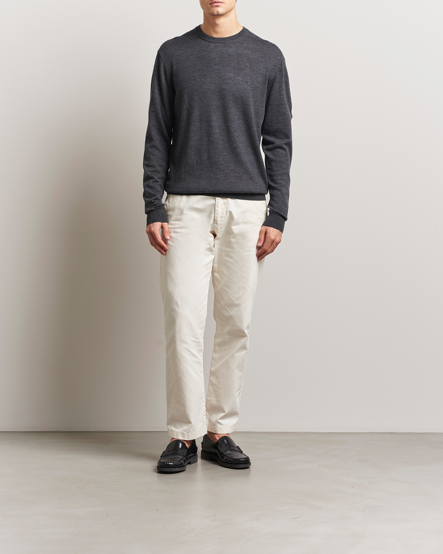 Les Deux Greyson Merino Knit Dark Grey Melange