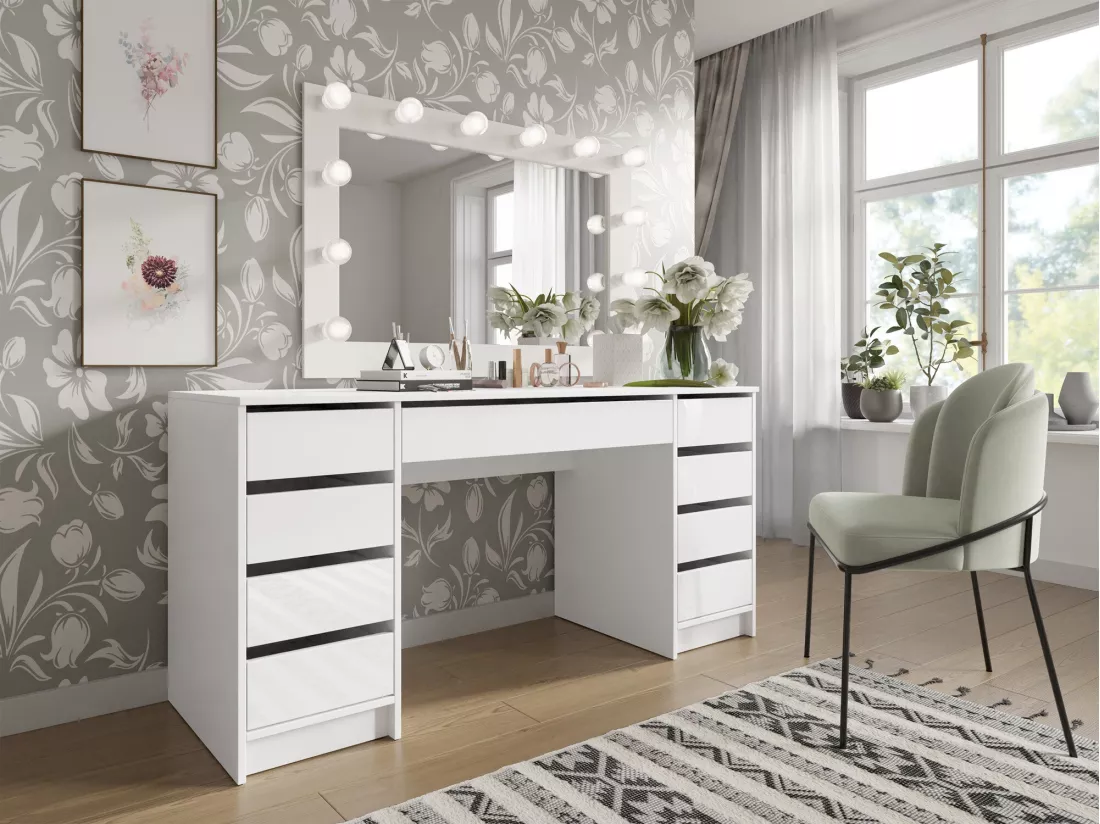 Bureau Comfivo 401, Avec tiroirs, 76x154x55cm, Blanc brillant|Blanc