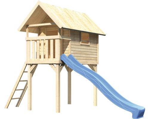 AKUBI Gernegroß houten paalwoning met glijbaan, blauw
