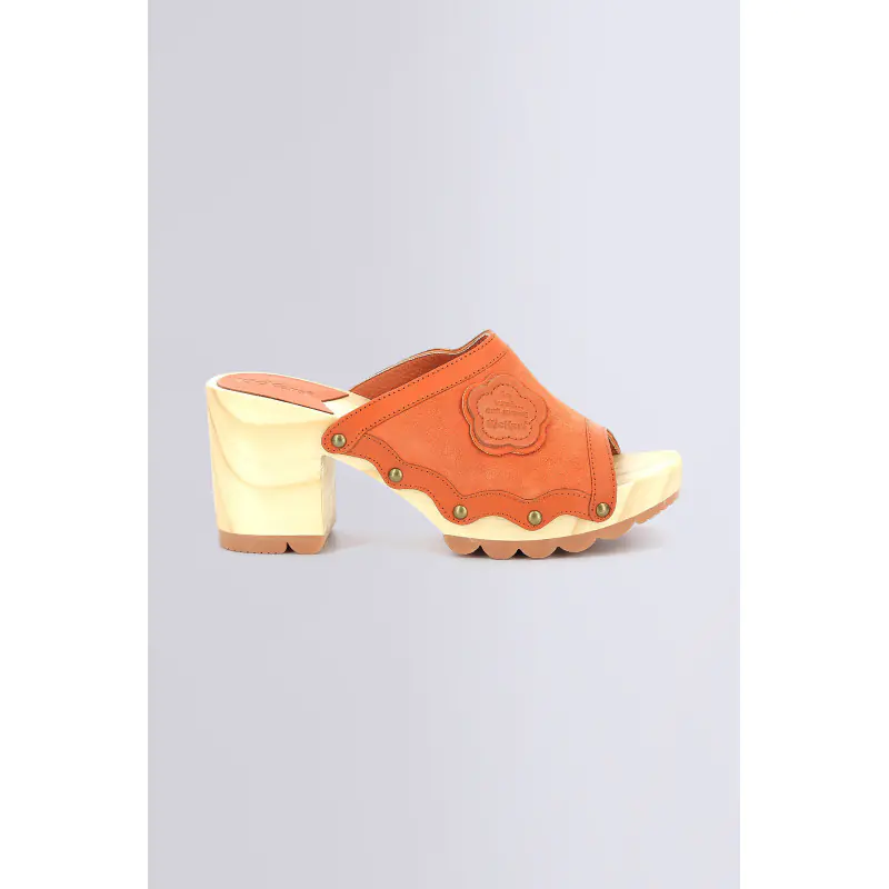 KICK WOODSTOK ORANGE BRIQUE MULES Cuir Femme