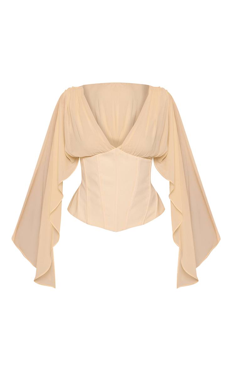 Citron Top Petite À Taille Corset Et Manches Drapées En Mousseline