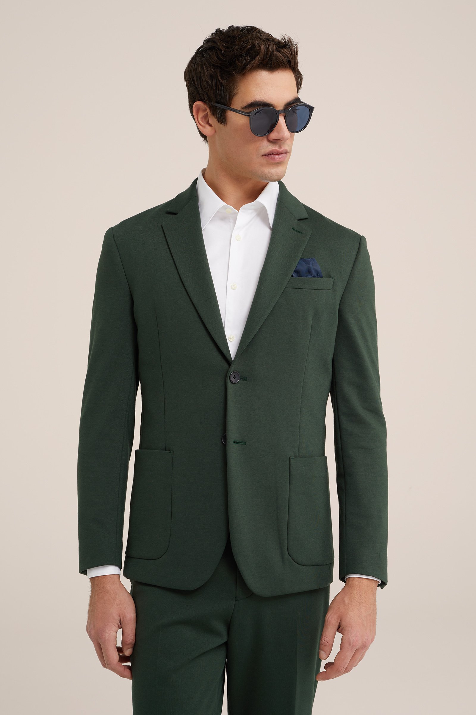 slim fit blazer Van Gils Donkergroen