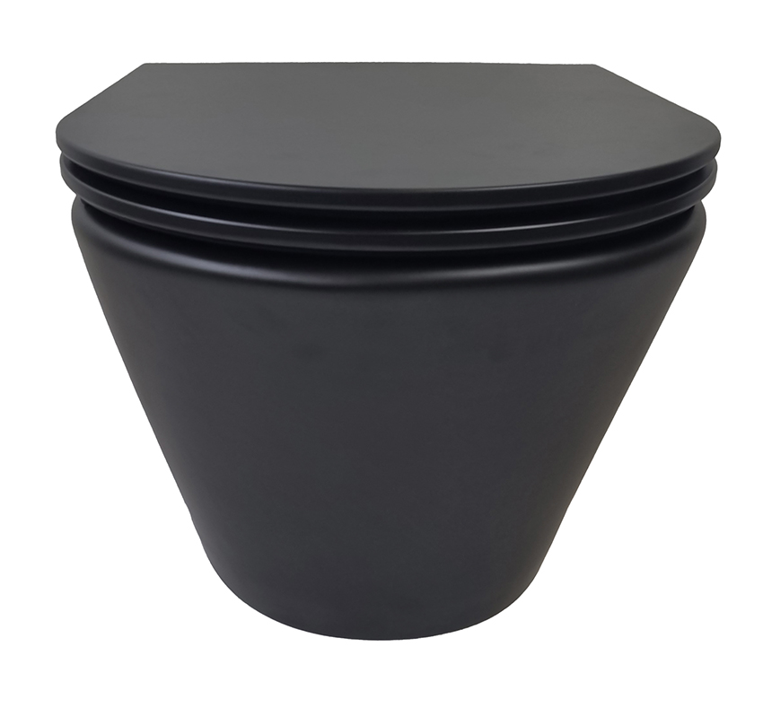 Mueller Afesta hangend toilet randloos met softclose toiletzitting zwart mat