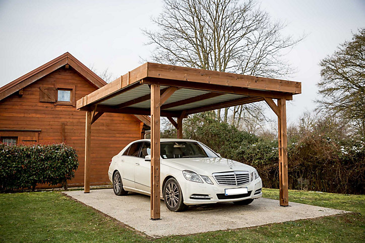 Carport bois Habrita Thermo toit bac acier