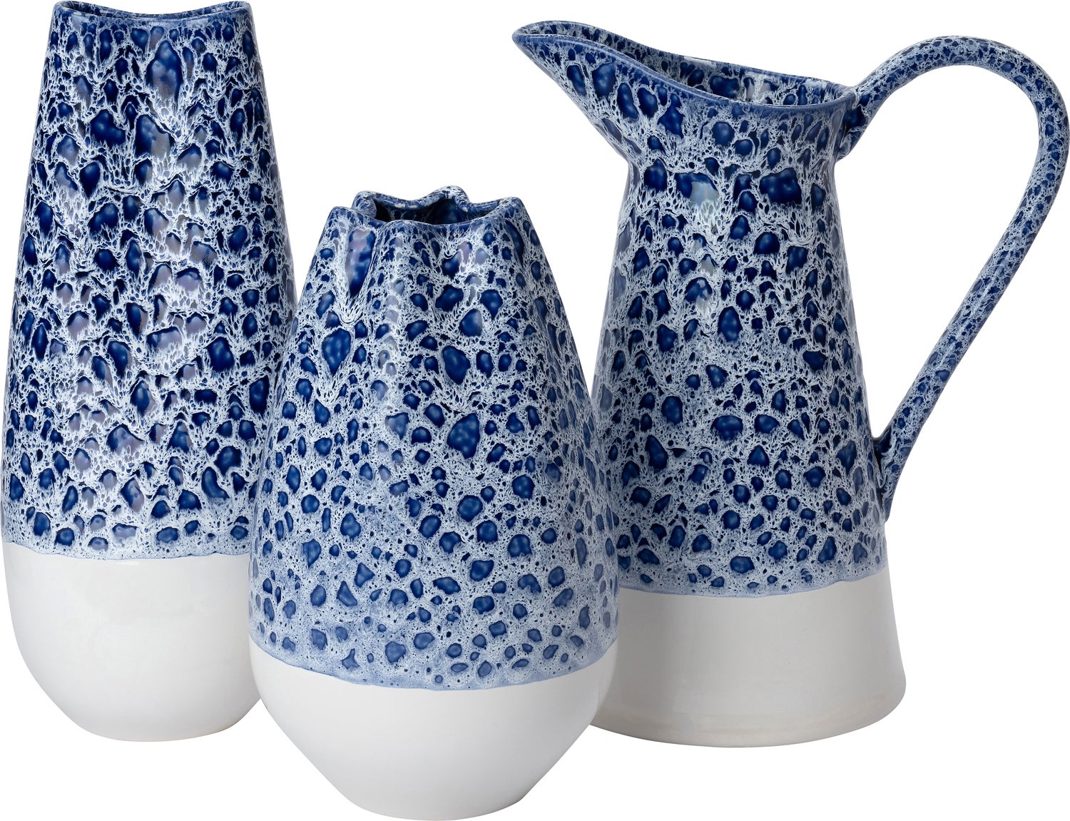 Intratuin vaas Tuva blauw / wit D 13,5 H 34