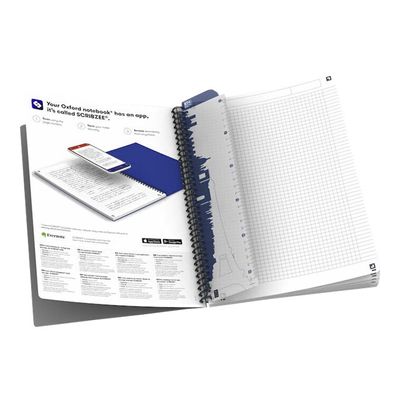 Oxford Office Smart - Cahier à spirale A4 (21x29,7 cm) - 180 pages - petits carreaux (5x5 mm) - noir