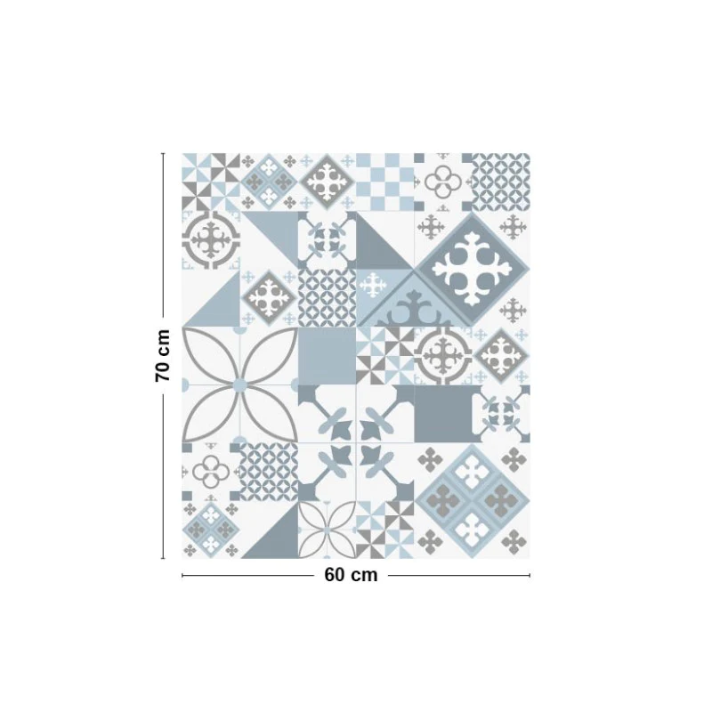 Crédence cuisine Fond de hotte ALU L 60xH 70cm - CIMENT STYLE GRIS BLE