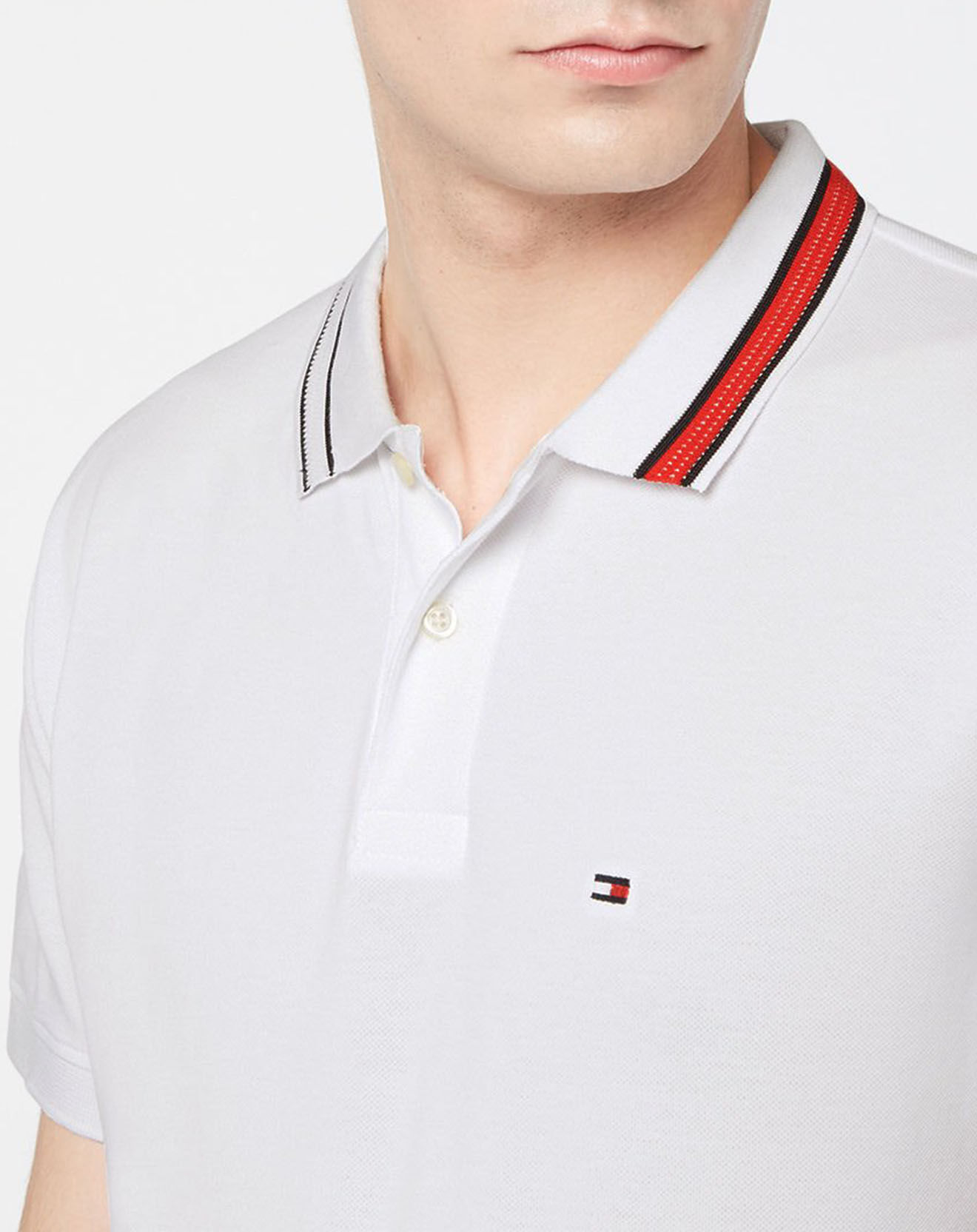 Tommy Hilfiger Polo Regular en Coton Bio mélangé Sophisticated Tipping blanc