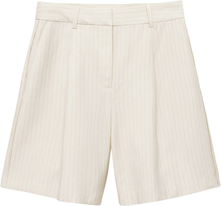 MANGO Straight striped bermuda shorts Light beige