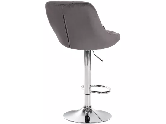 Lot de 2 Tabourets de bar - Velours & Métal - Gris - Lazio