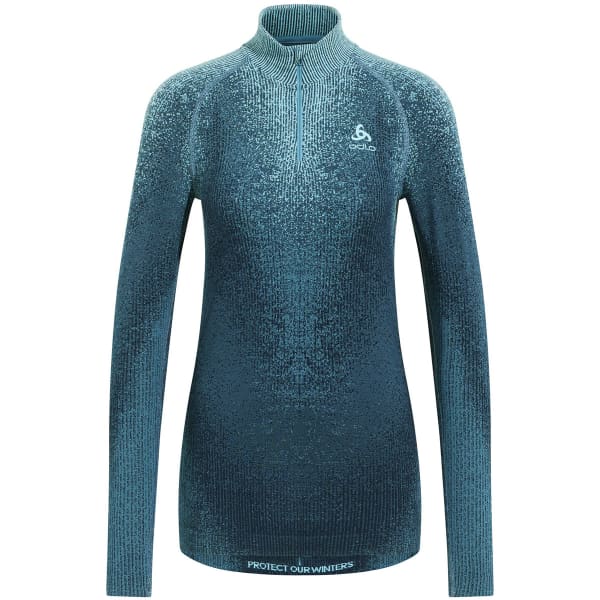 T-shirt thermique ODLO PERFORMANCE WARM BLACKCOMB BL TOP TURTLE NECK L/S HALF ZIP W PROVINCIAL BLUE