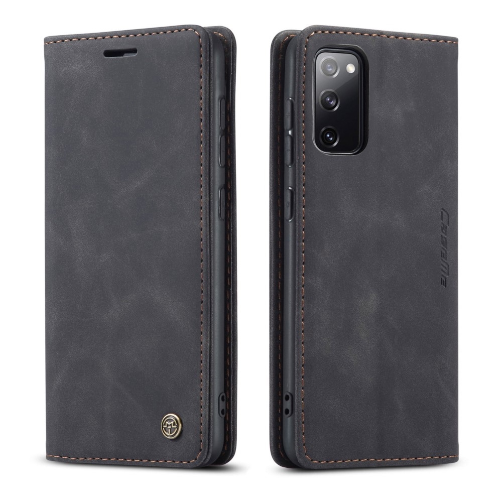 Samsung Galaxy S20 FE / S20 FE 5G Leder Tasche Flip Wallet Etui mit Kartenfächern - Schwarz