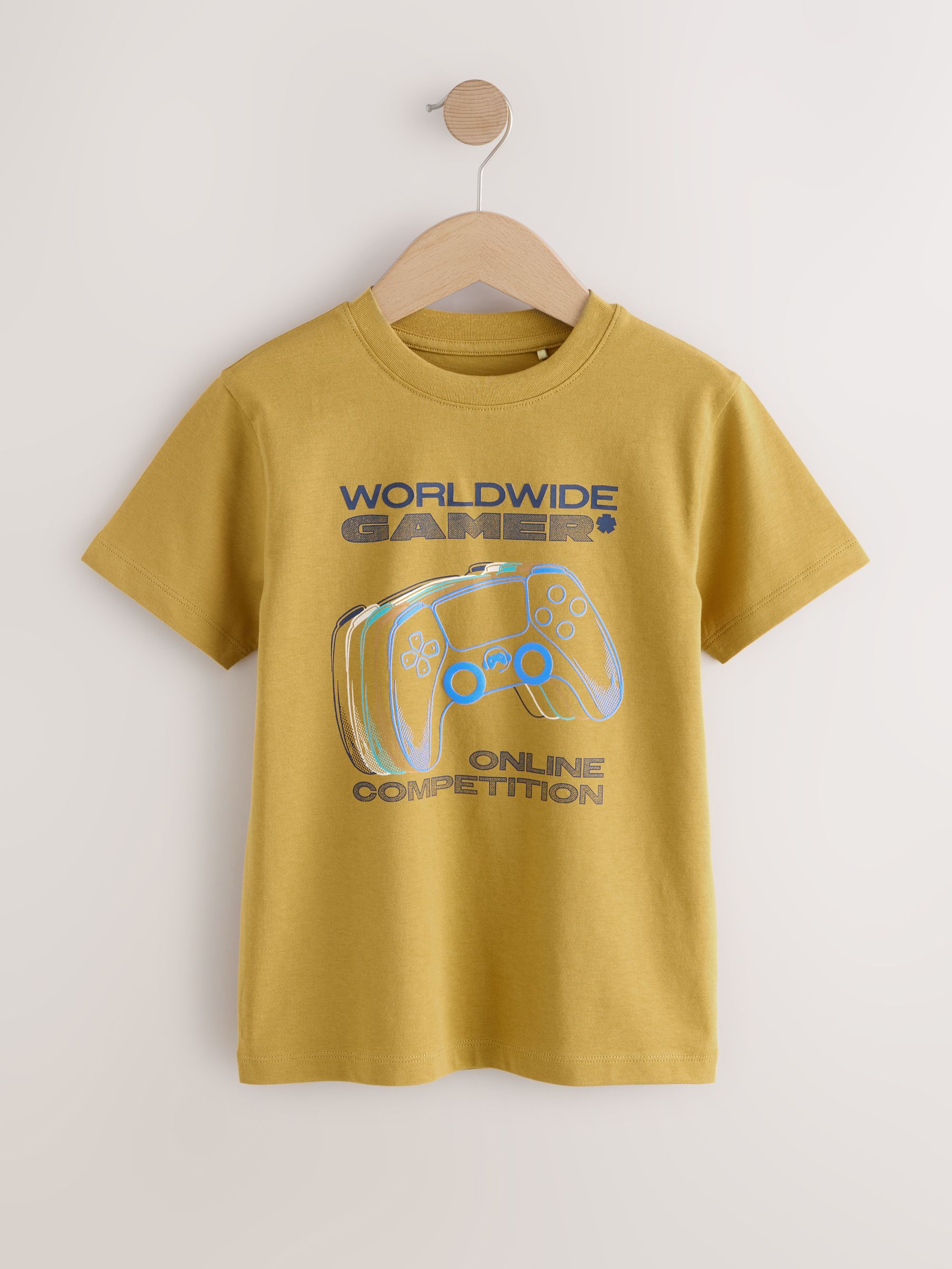 Blauw/groen/geel - Regular fit T-shirts met grafische print en korte mouwen 3 stuks (3-16jr)