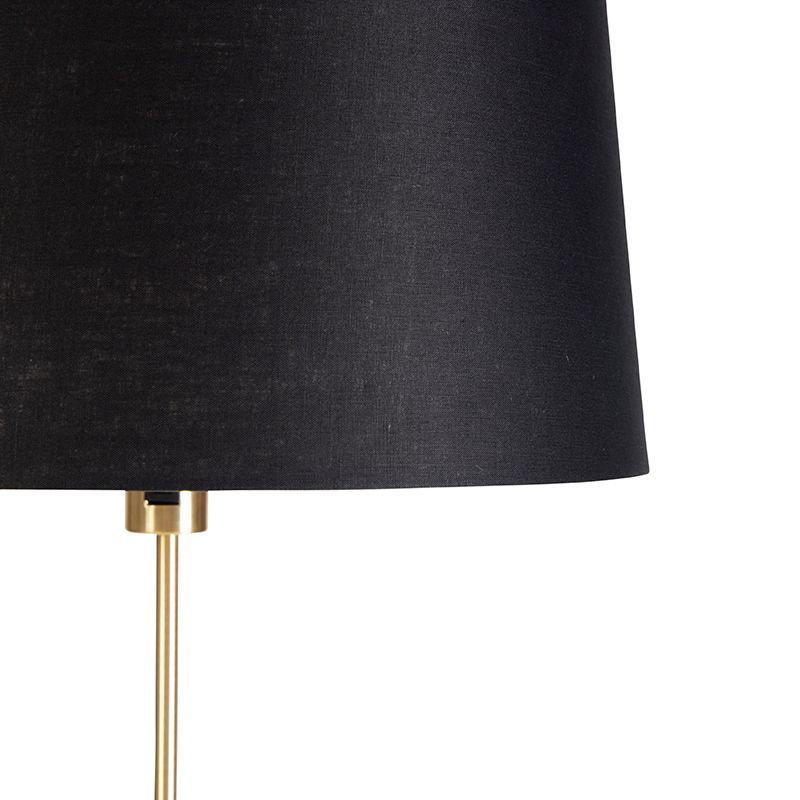 Vloerlamp goud/messing met linnen kap zwart 45 cm - Parte