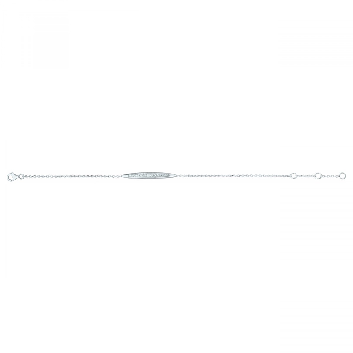Bracelet souple mono-motif en Argent avec oxyde de zirconium blanc