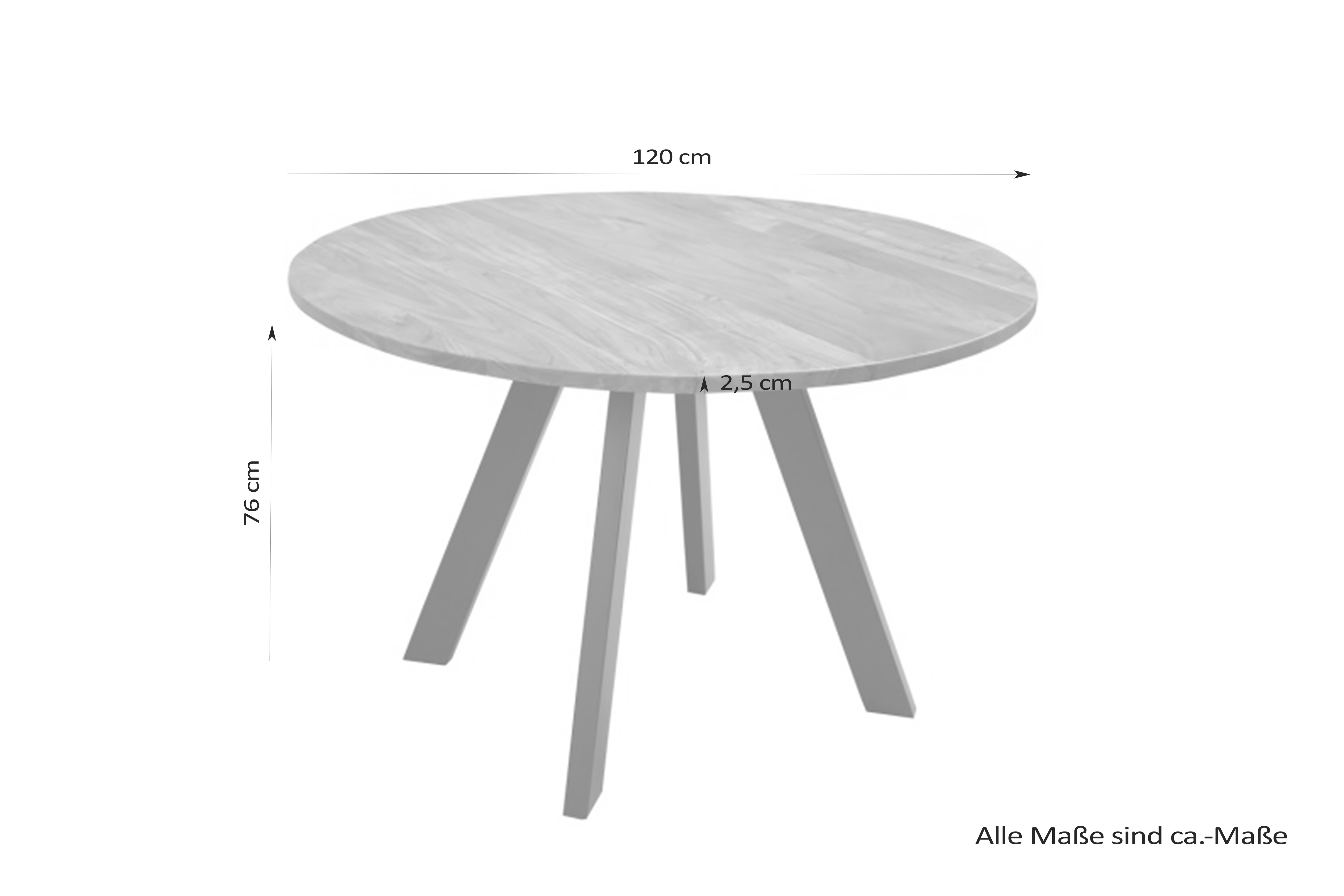byLIVING Esstisch TARA, Breite 120 cm, Akazie natur/schwarz