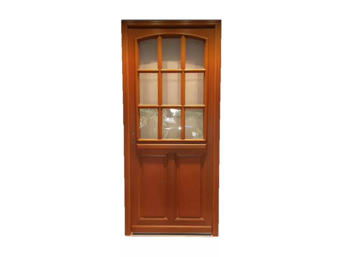 Porte D'Entree Bois Vitree, Agatha, H,215Xl,90 P, Droit + Poignée Et Barillet (Ref010723No) Cote Tableau