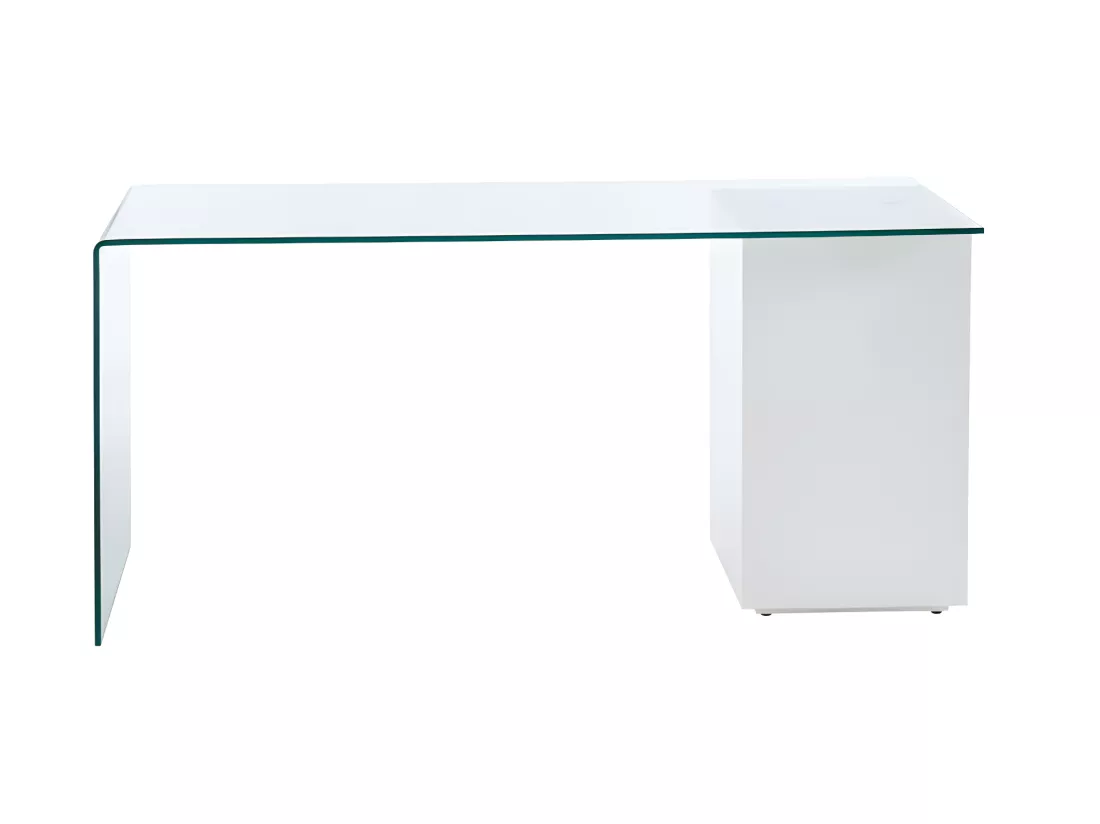 Bureau MURIEL avec rangements - 4 tiroirs - Verre trempé & MDF