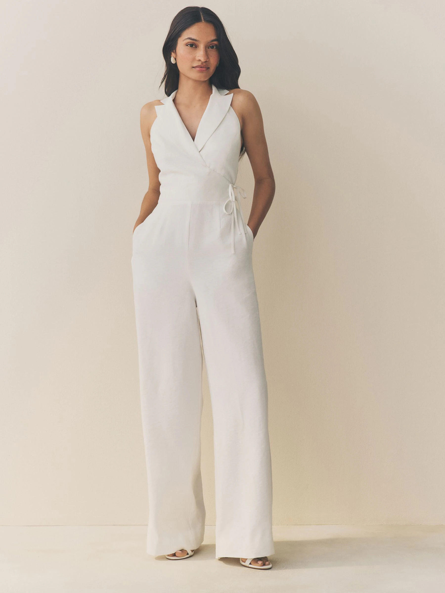 Wit - Jumpsuit met halterhals
