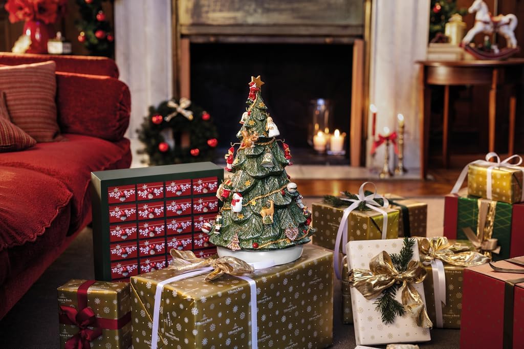 Villeroy & Boch - Christmas Toy's Memory Adventskalender Set 26 Teilig Mit 24 Porzellanfiguren Inklusive Weihnachtsbaum Zum Aufhängen, 24 Türchen, Weihnachten, Weihnachtsdeko, Porzellan