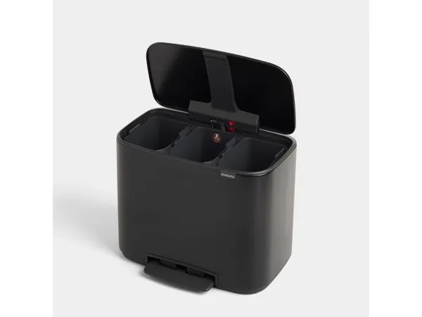 Brabantia Bo Pedal Bin - Skraldespand - fliplåg - 33 L - fodpedal - affaldsseparation - mat sort