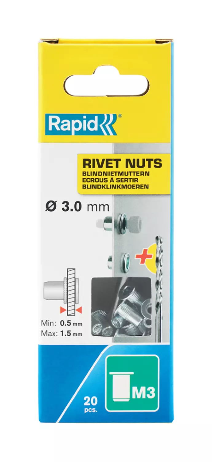 Rapid 5000670 Blindklinkmoeren incl. boor - M3 - Gegalvaniseerd staal (20st)