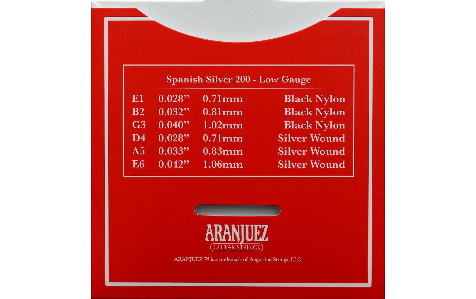 Gitarrensaiten Spanish Silver 200 – Low GaugeNylonsaitensatz für klassische Gitarre und Flamenco-Musik