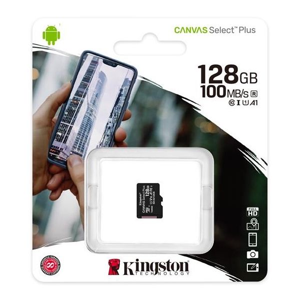 Kingston 128GB MicroSDXC Canvas Select Plus Class10 UHS-I - SDCS2/128GB