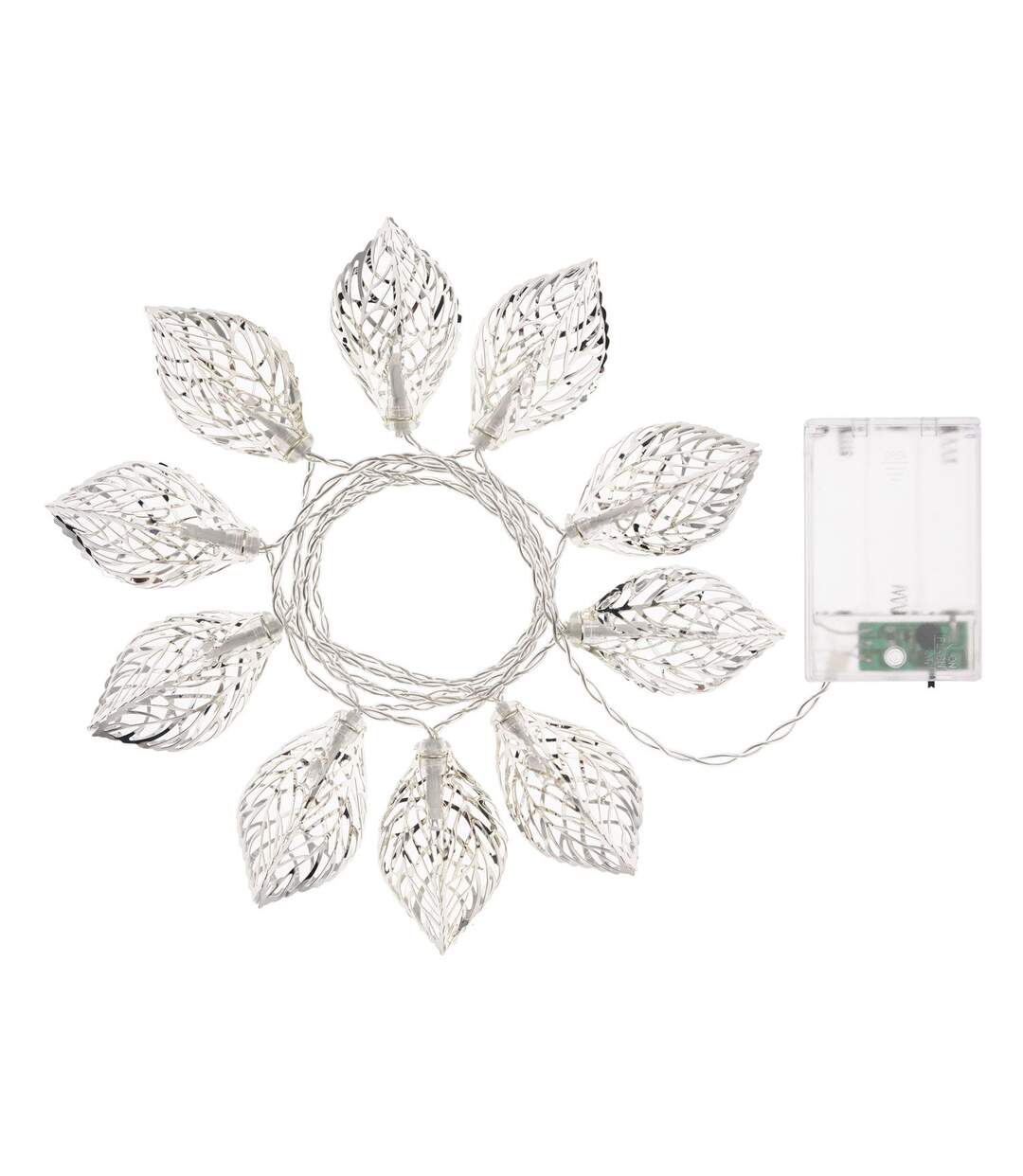 Guirlande 10 Feuilles lumineuses Noël - L. 135 cm - Blanc chaud