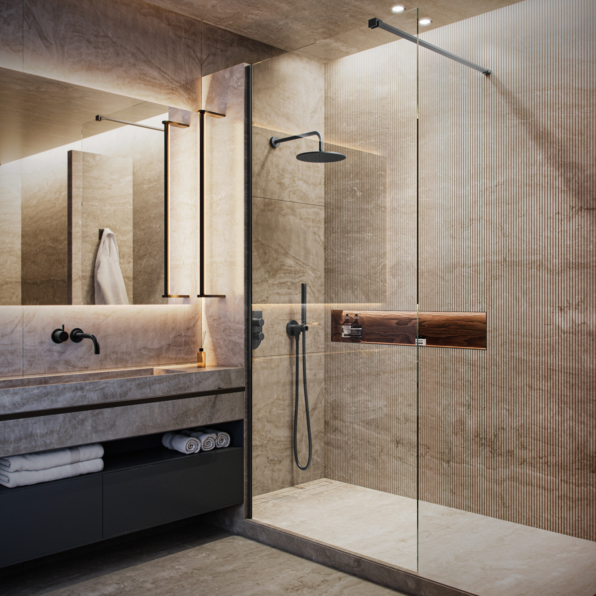 Saniclear Redro douchewand 120cm anti-kalk 8mm zwart