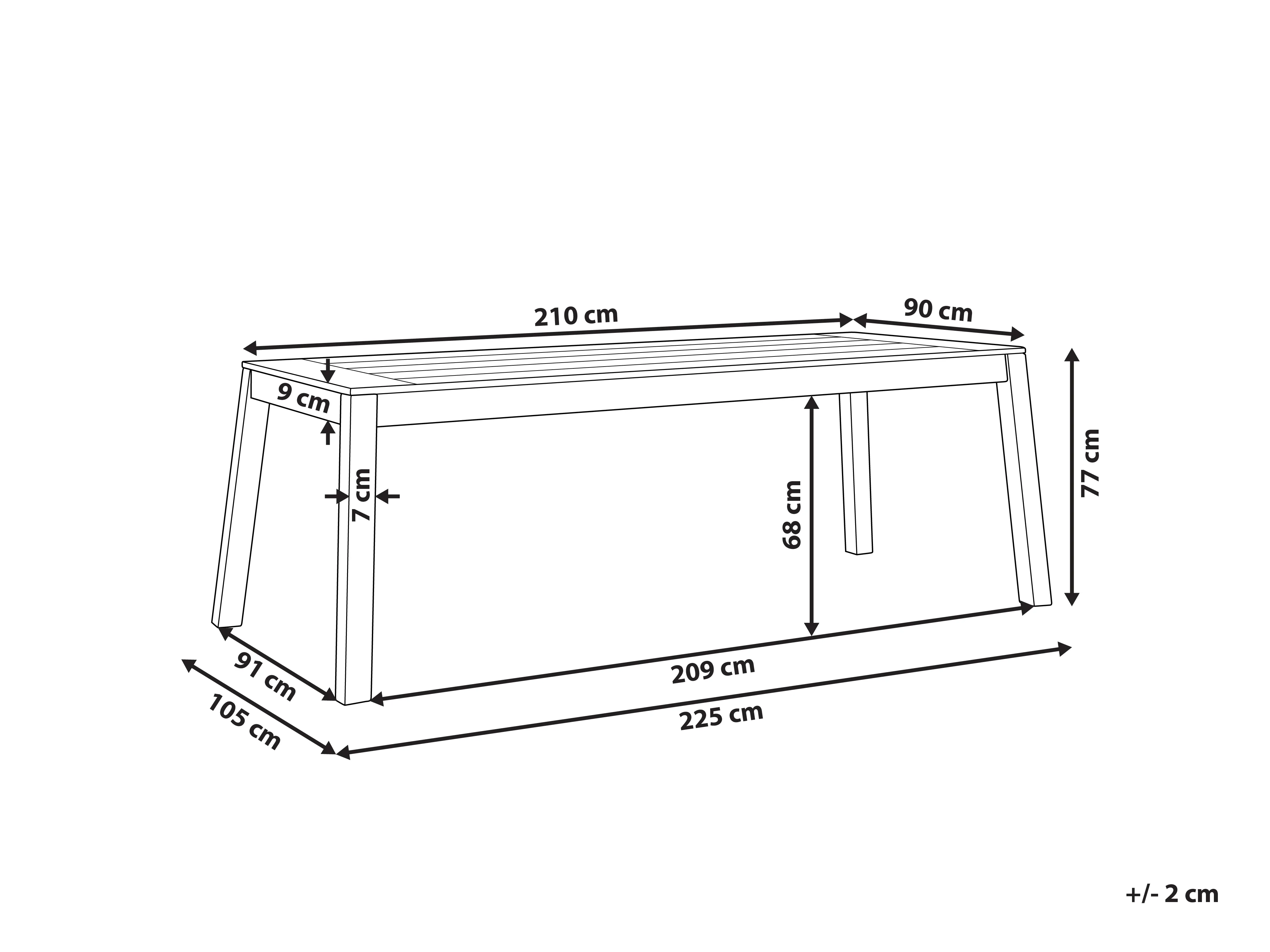 Tuin eettafel LIVORNO 210 cm 90 cm Acaciahout Bruin