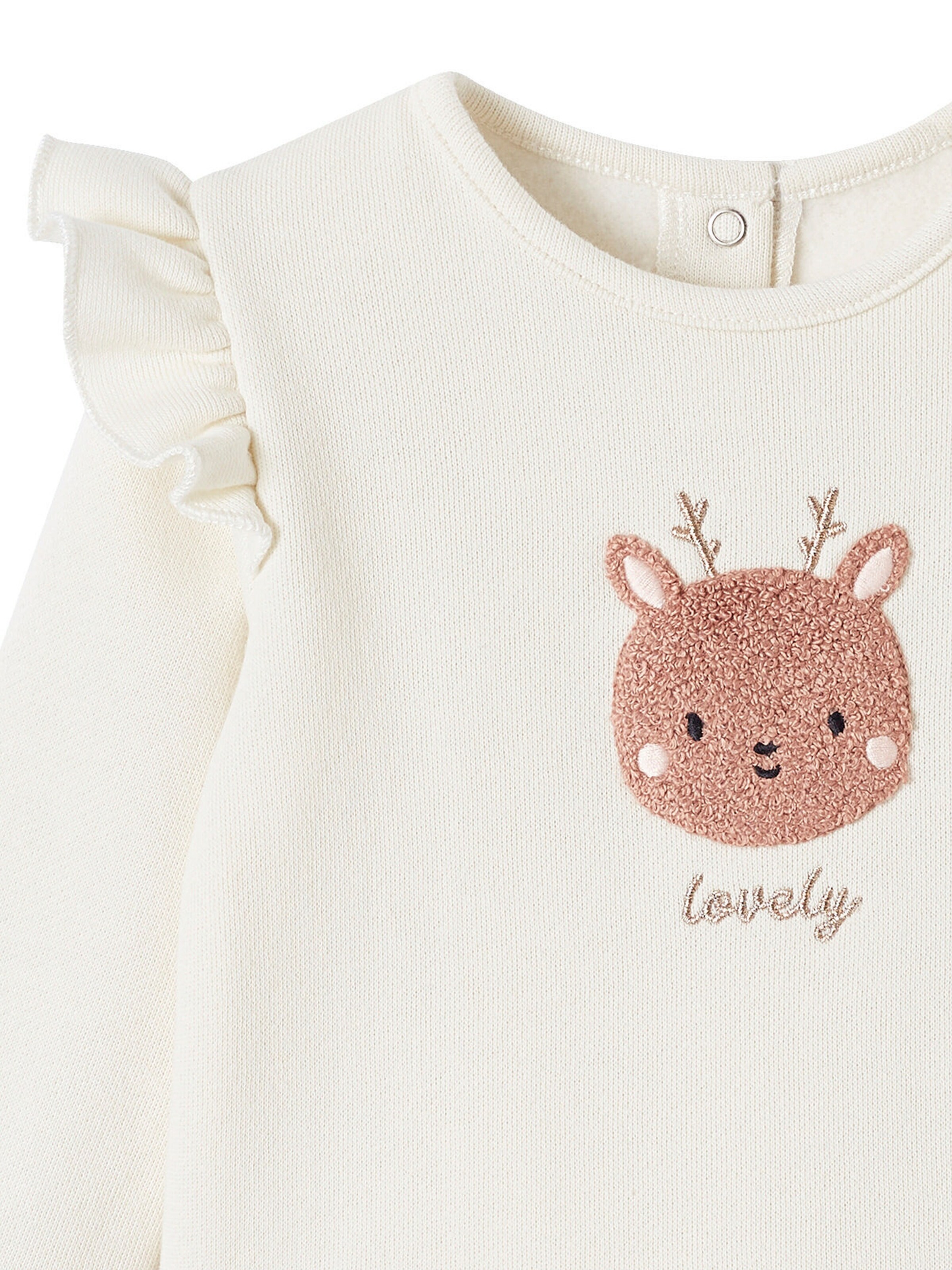 Vertbaudet Baby-Set: Sweatshirt & Hose wollweiß