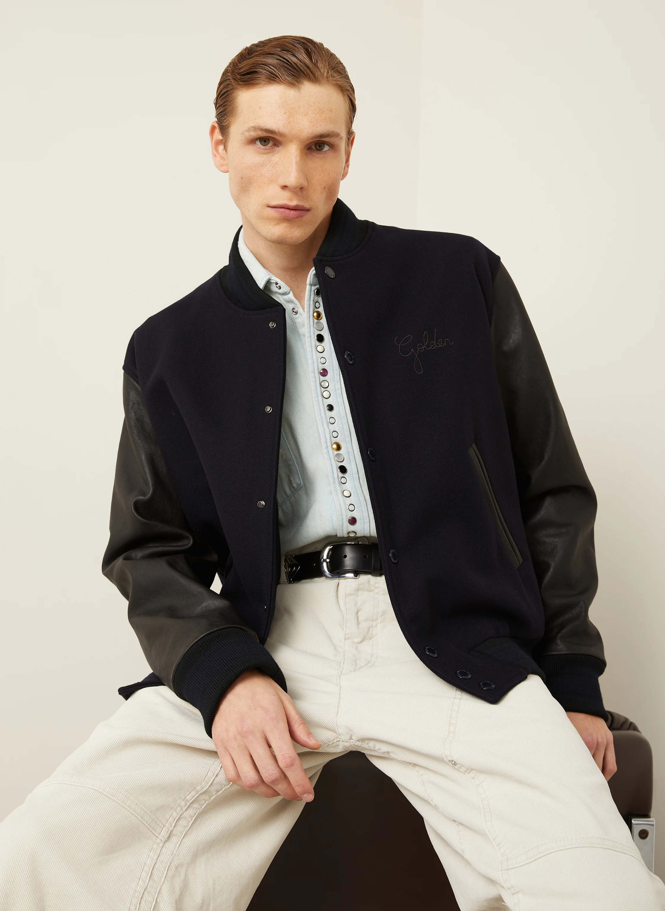 GOLDEN GOOSE College-Jacke im Materialmix