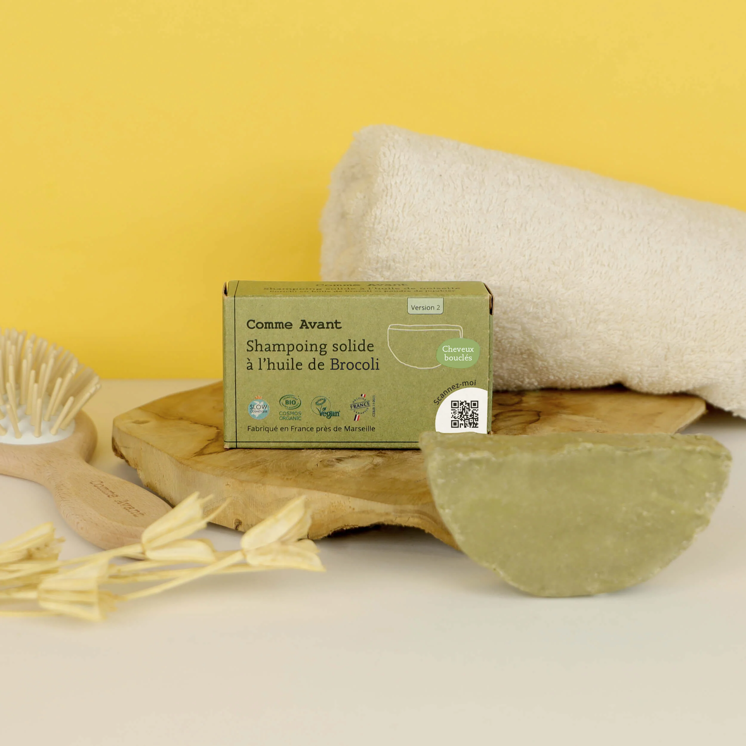 Shampoing solide cheveux colorés ou bouclés à l'huile de brocoli - Version 2 - 1 shampoing - 70g