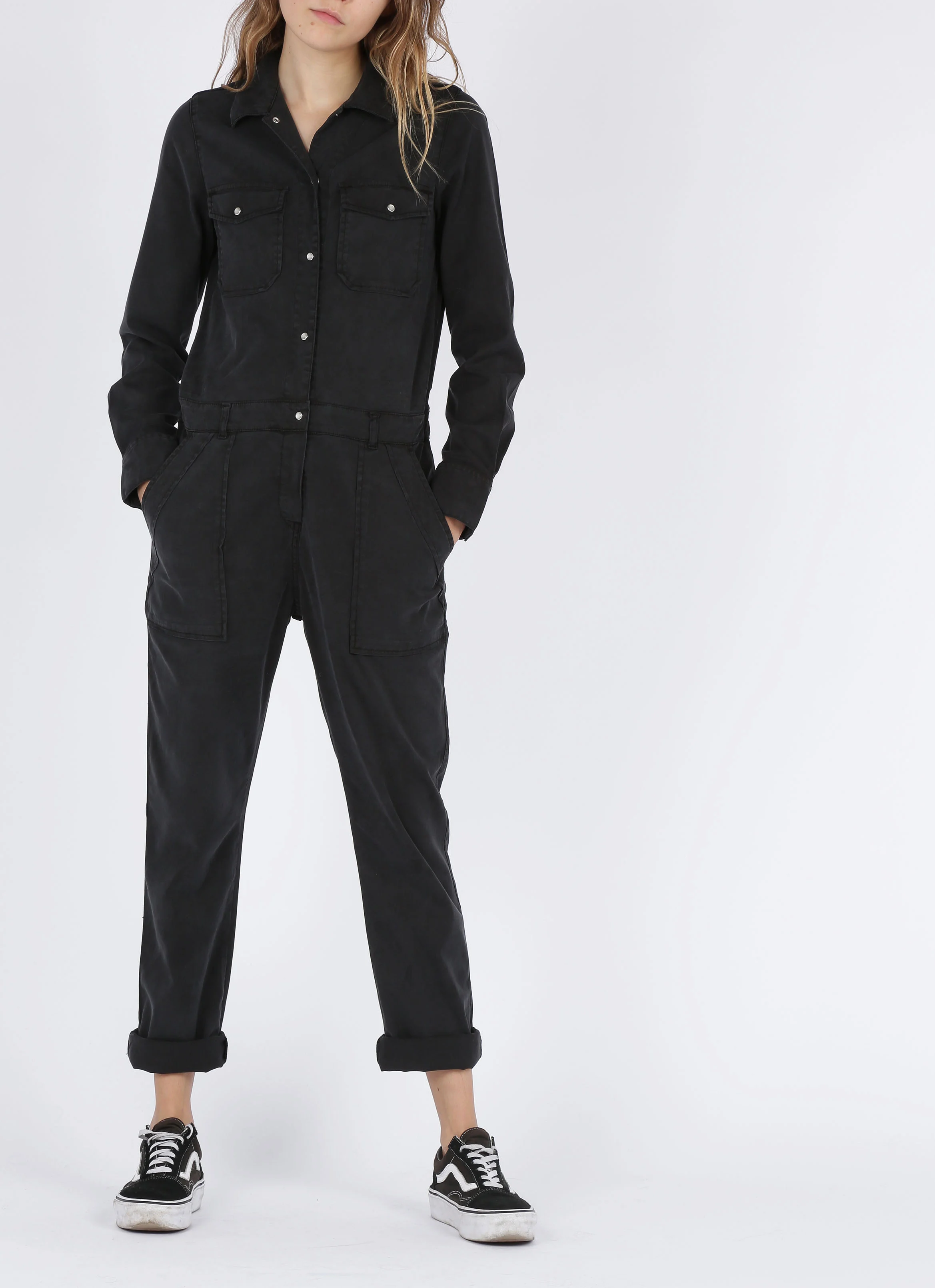 FRANGA - Combinaison chemisier en tencel | Noir