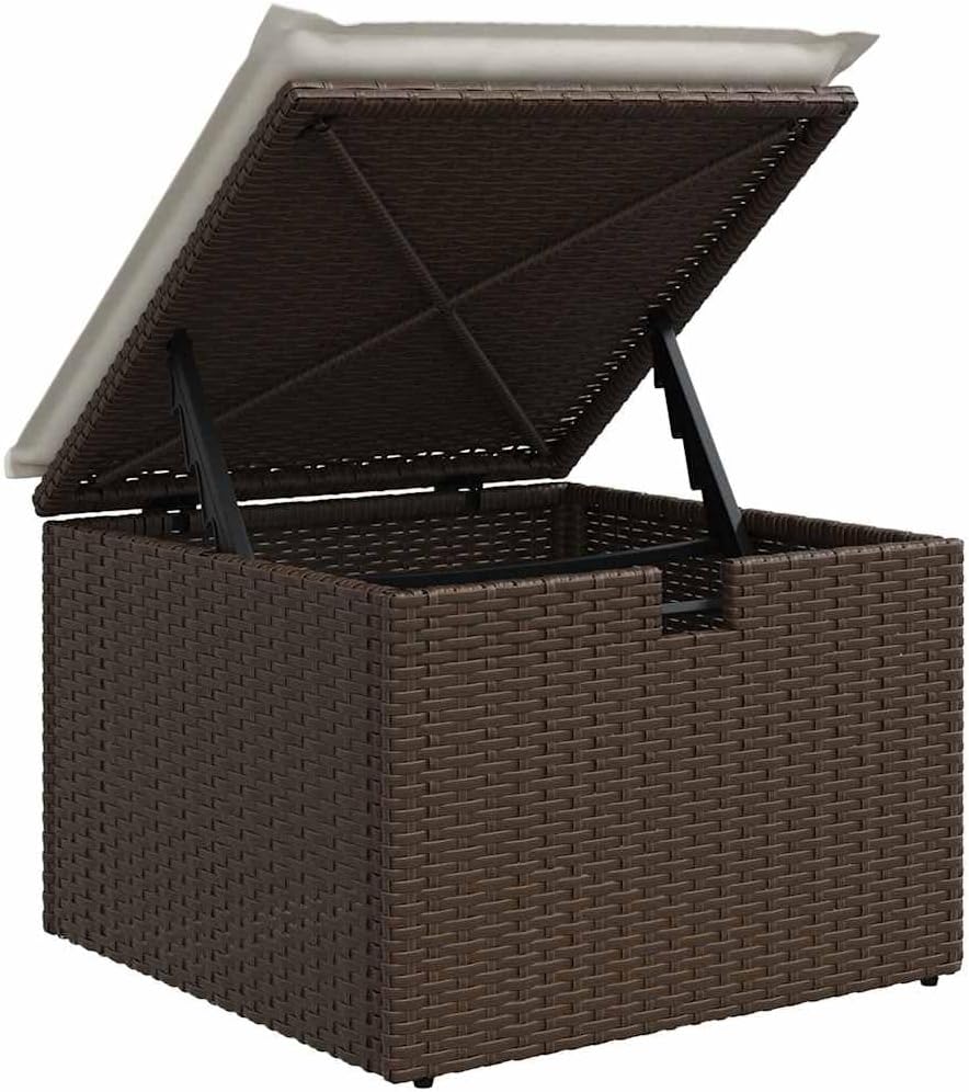 2-TLG. Garten-Sofagarnitur mit Kissen Braun Poly Rattan Akazie Gartenmöbel Set, Outdoor Balkonset Terrassenmöbel, Gartenlounge Sitzgruppe für Terrasse, Balkon, Garten -D