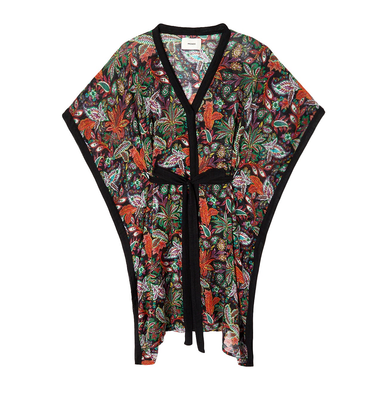 Kimono ceinturé imprimé - Imprimé noir