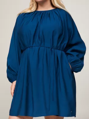 Vestido Curve Texturizado de Manga Longa até o Joelho