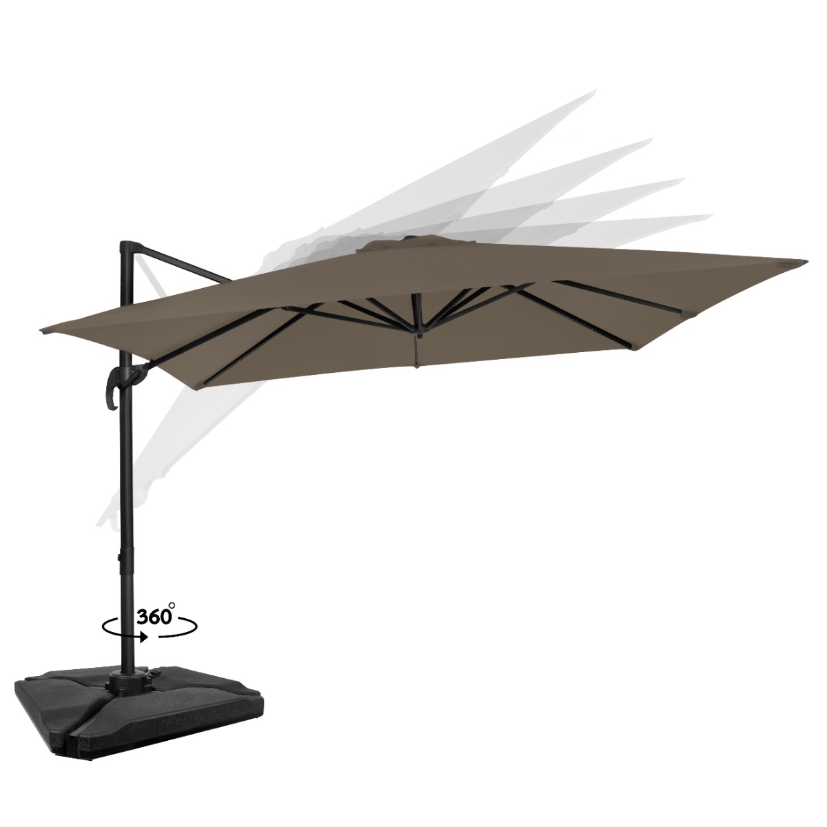 Vonroc Premium Pisogne 300 zweefparasol met 4 tegels - Taupe