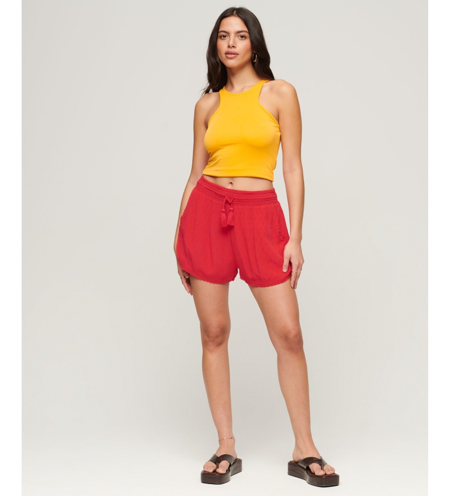 Calções de praia vermelhos vintage da Superdry