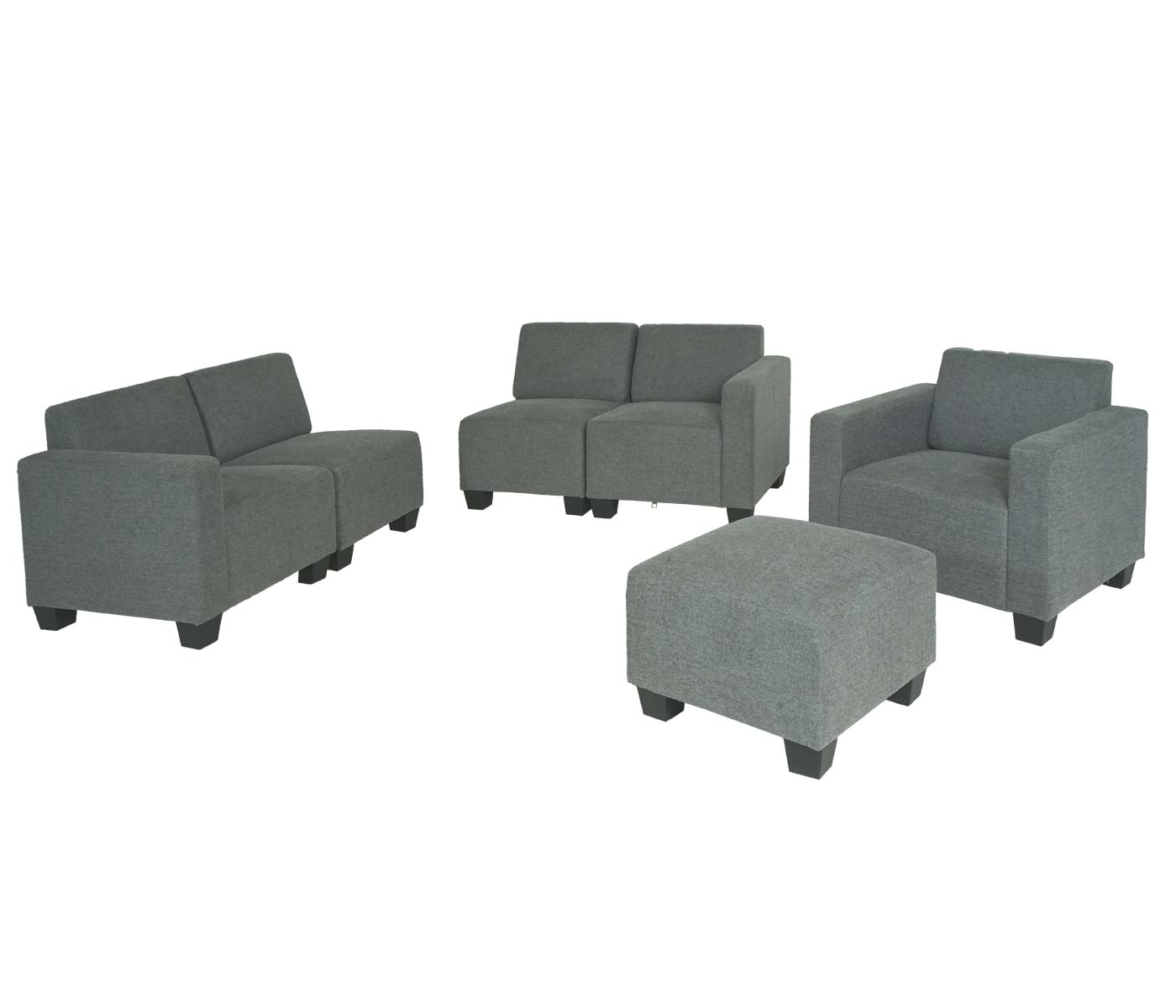 Modular Sofa-System Couch-Garnitur Moncalieri 3-1-1-1, Stoff/Textil ~ grau