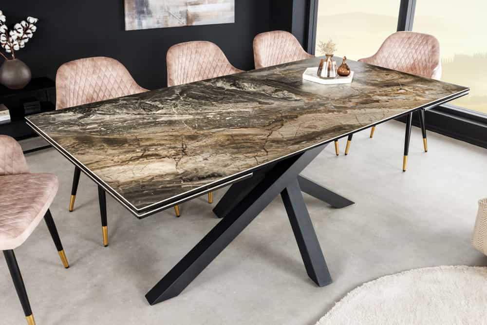 Ausziehbarer Esstisch MARVELOUS 180-220-260cm taupe Marmor Keramik made in Italy