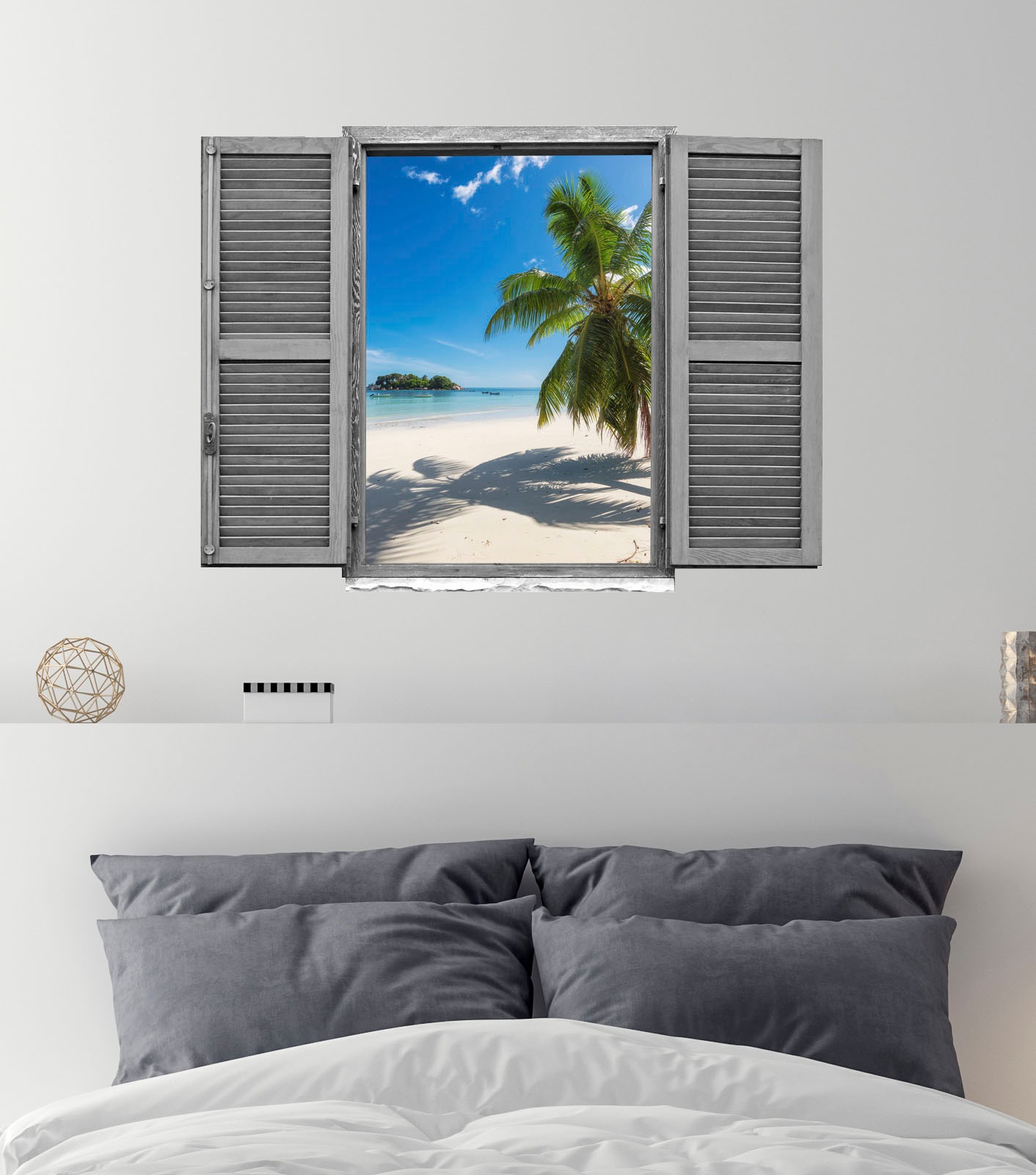 queence Wandtattoo »Palmen im Sand« Wandsticker, Wandbild, selbstklebend, 3D, Fenster