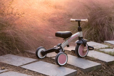 QPlay Stager 3-in-1 Transformerbar Trehjulssykkel, Rosa