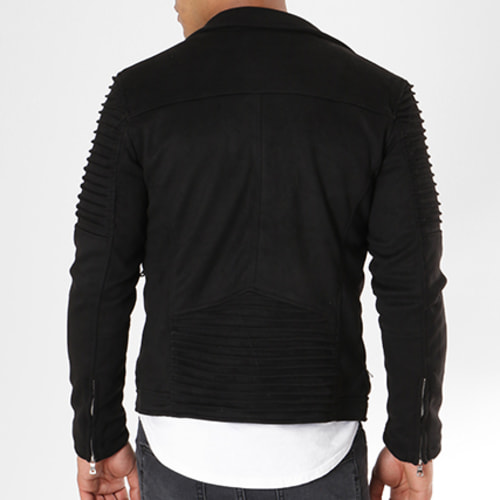 Veste Biker Slim Fit Suédine G7652 Noir