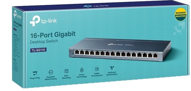 TP-LINK 16-Port desktop switch, Gigabit, plug and play, white