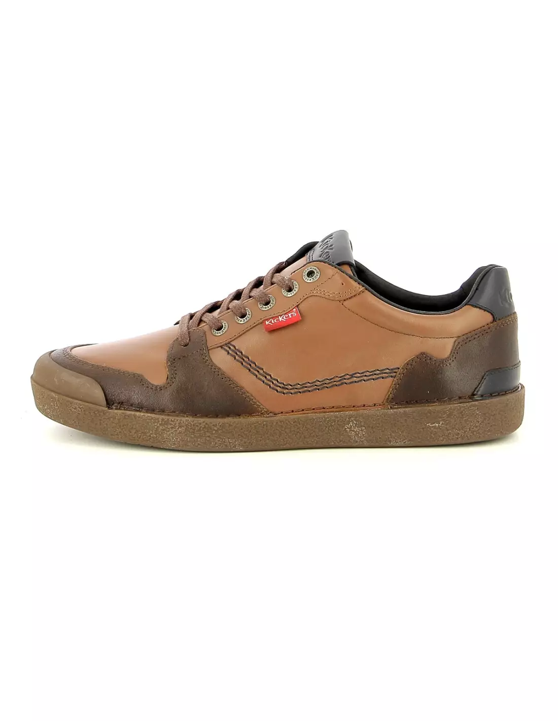 KICKERS TRIGOLO - Baskets Camelcognacmarine